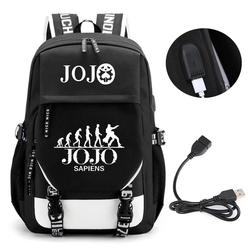 Anime JOJO Jonathan Joestar Golden Experience Backpack School Bookbag with USB Port Laptop Compartment for Boys Girls Travel Bag