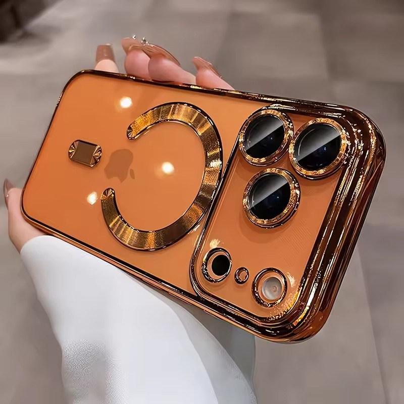 Luxury Plating Transparent Soft TPU Magsafe Case for iPhone 17 Pro Max Air 13 14 15 16 12 11 Pro Max 16E Plus Silicone Cover