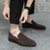 Britiske Herre Suede Spids Tå Læder Slip-on Loafers - Stor Størrelse Business Casual Sko