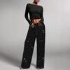 Women's Sparkle Wide Leg Pants with Drawstring Waist In Multiple Colors