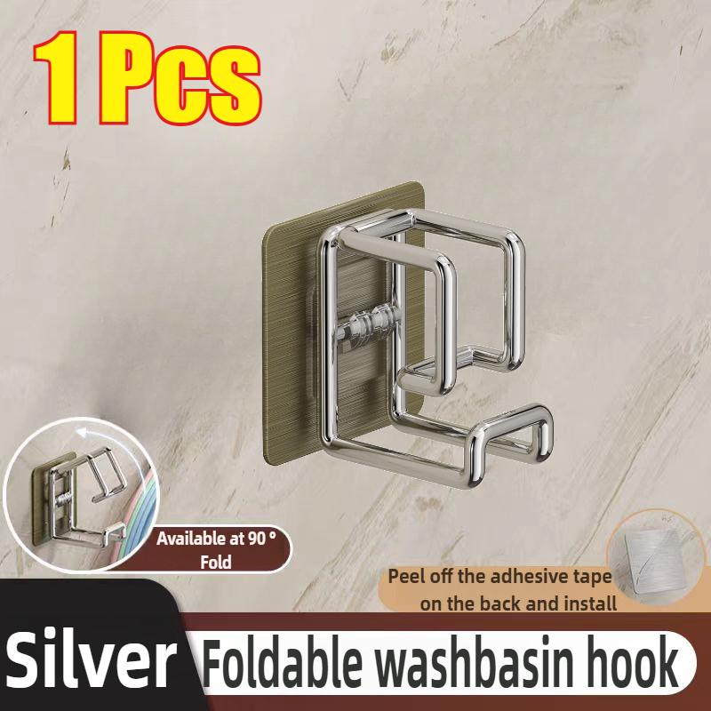 

Self-adhesive Hooks Wall Mounted Washbasin Storage Hooks Holders Bathroom Basin Storage Rack Holder Save Space Stainless Hooks