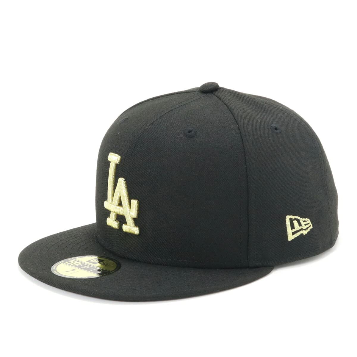 

New Era MLB Los Angeles Dodgers Flat Visor 7 Size 5950 LOSDOD BLK MGLD 25J Cap, Black/Gold, 1/2 inch,