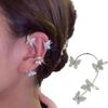 2Pcs Ear Clips Butterfly Decor Rhinestone Earrings Easy to Wear Shiny Non-Piercing Ear Cuffs Daily Wear Party Accessories