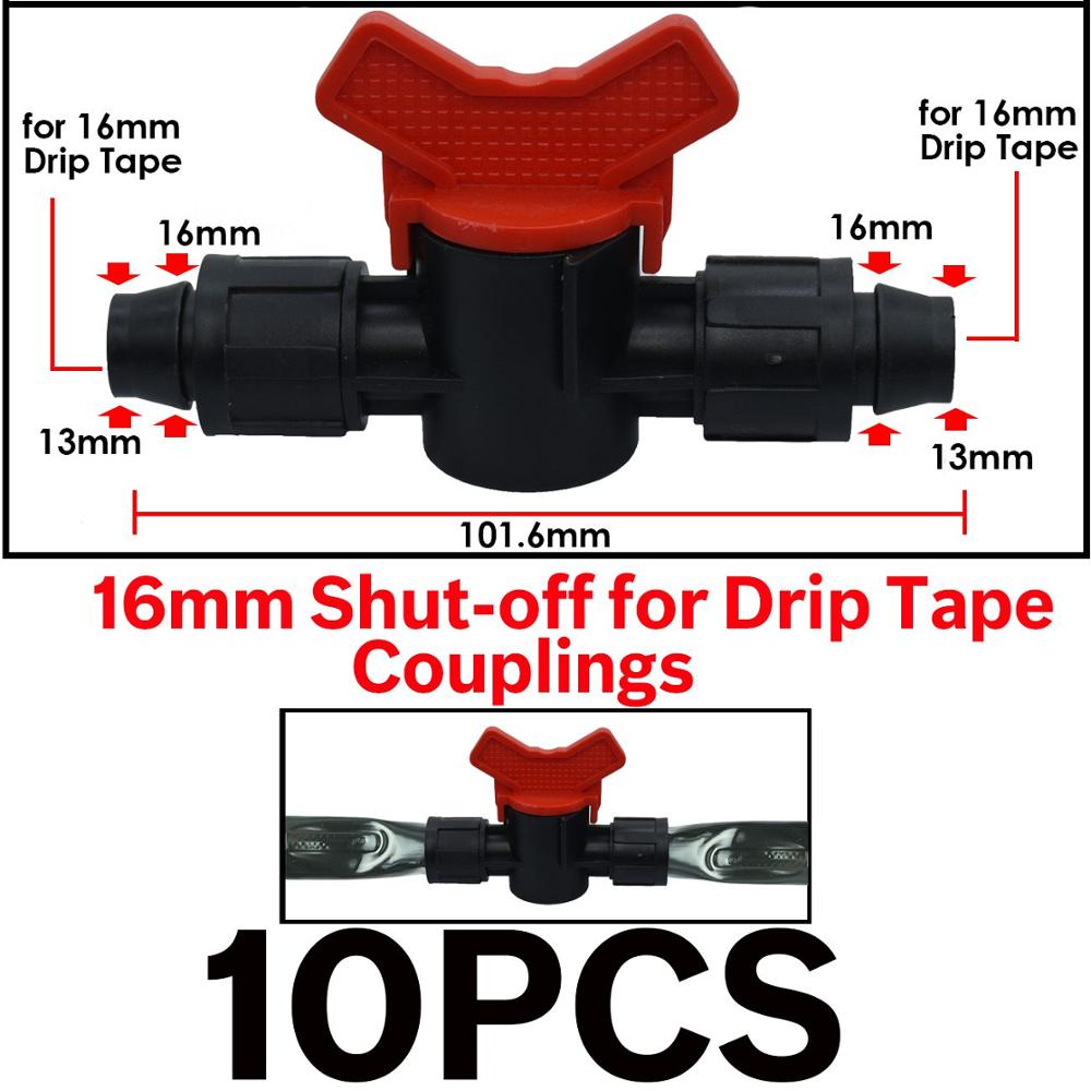 16mm 5/8" Drip Irrigation Tape Shut-Off Valve End Plug Connector Thread Lock Garden Watering System Greenyhouse to PVC Hard Pipe