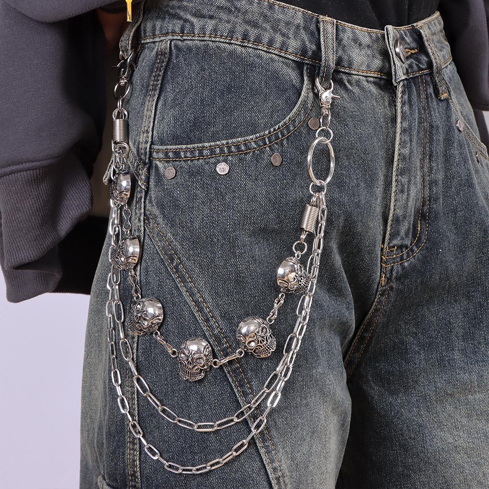Европейско-Американский Панк Череп Хип-Хоп Джинсовые Штаны Цепь - Модный Весенний Декор