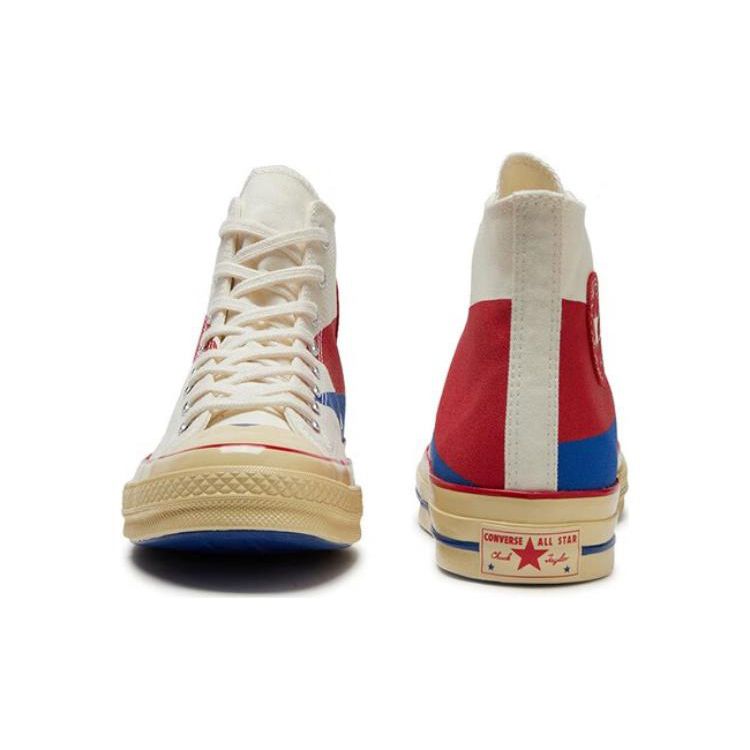 Converse Chuck 70 Plus Retro Egglet Trendy Comfortable Versatile Durable High-Top Canvas Shoes Unisex Sneakers Beige Red Blue A07076C
