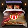 Monaco FC Custom Name Text Bedding Set 1 Duvet Cover+2 Pillowcases Soccer Logo Personalized Gift For Special Occasion Bedroom Decor