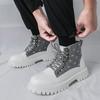 Herbst dicke Sohle höhenverstellbar Lederstiefel Britischer Stil große Größe glänzende Kleider Freizeitschuhe High-Top Lederschuhe Kurzstiefel Herrenschuhe
