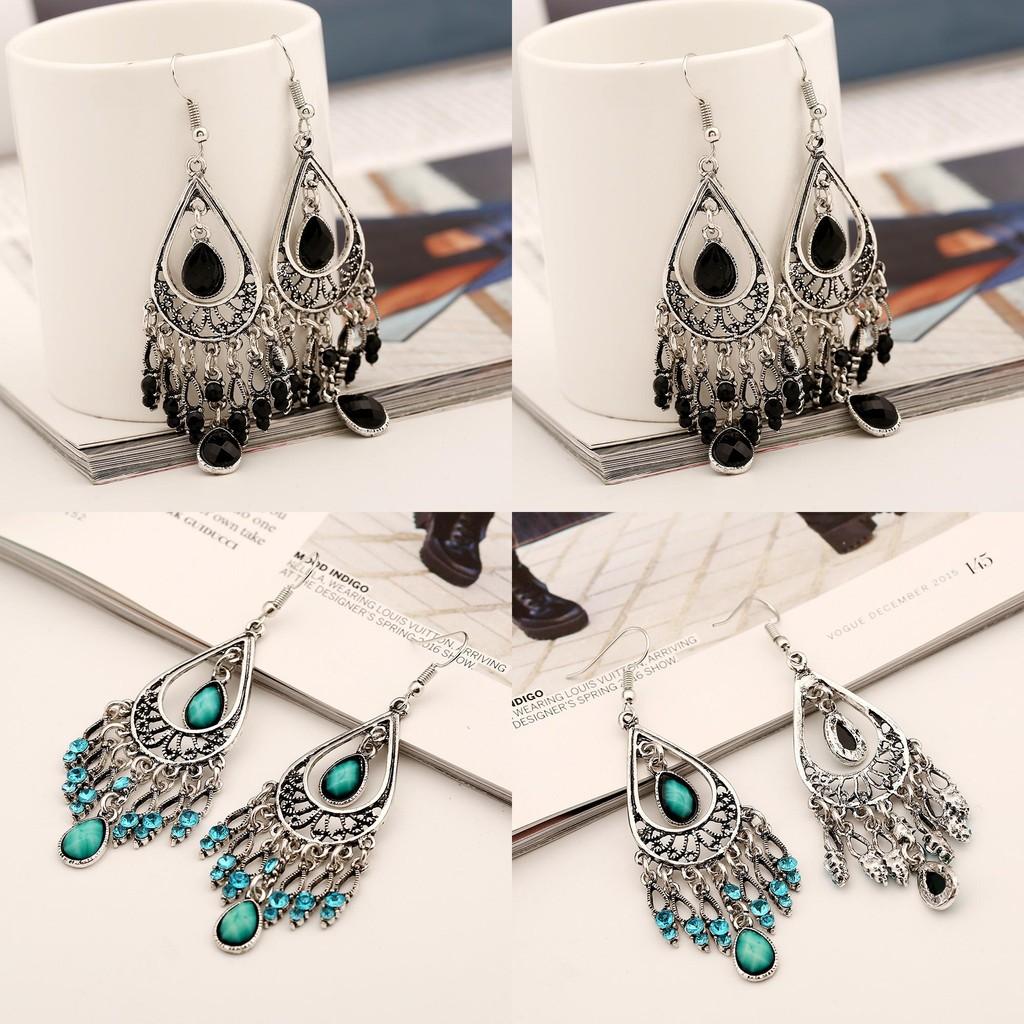 Bohemian Geometric Earrings With Glittering Stones For Ladies