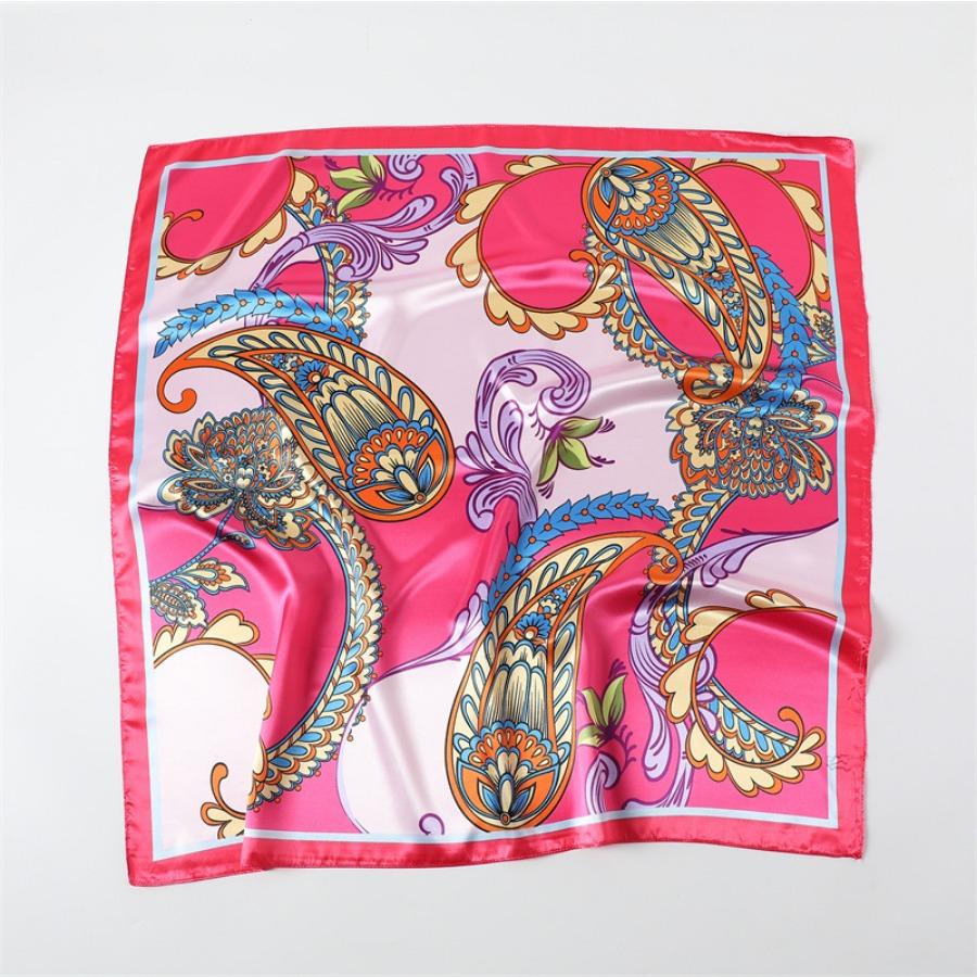 Color Matching Cashew Nut Satin Printed Silk Scarf Shawl Sunscreen Large Square Scarf Satin Imitation Silk Shawl Headscarf