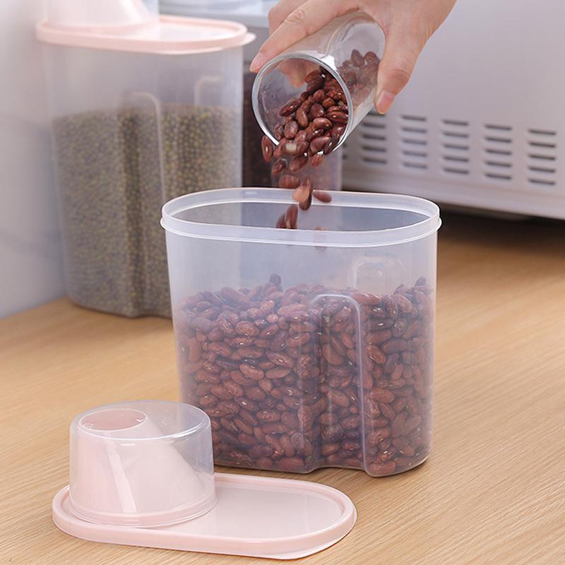 1 Stück luftdichter Getreidelagerbehälter mit Messbecher Lebensmittelaufbewahrungsbox für Trockenwaren Reiskübel Küchenorganisator