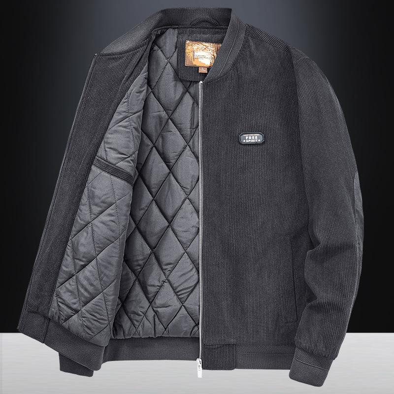 Beliebte Baumwolljacke, lässige Fleecejacke für Herren, dicke Jacke aus Baumwolle mit Baseballkragen