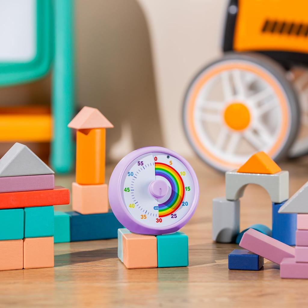 60 Minute Visual Timer for Countdown Timer for Classroom Desk Timer for Time Manager Tool for Kids with Rainbow Pattern Kids, & Kitchen, Study,