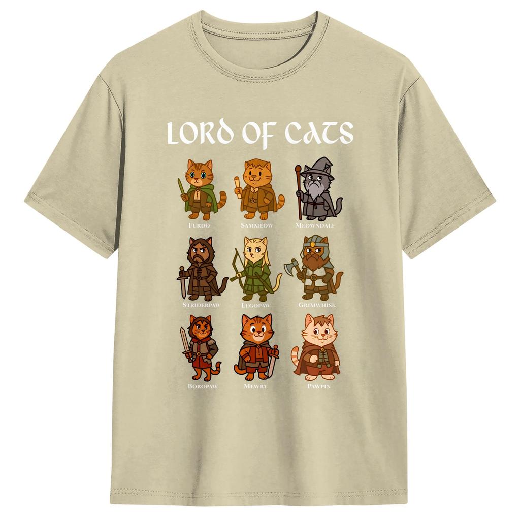Lord of The Cats T Shirts Men Pure Cotton Funny TShirt Round Neck  Tees Short Sleeve Clothes Plus Size