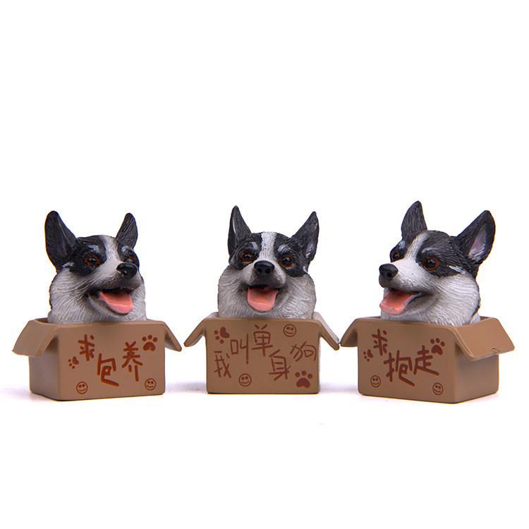 Box Cute Cartoon Corgi Husky Shepherd Dog Mini Model Ornament Desktop Decoration