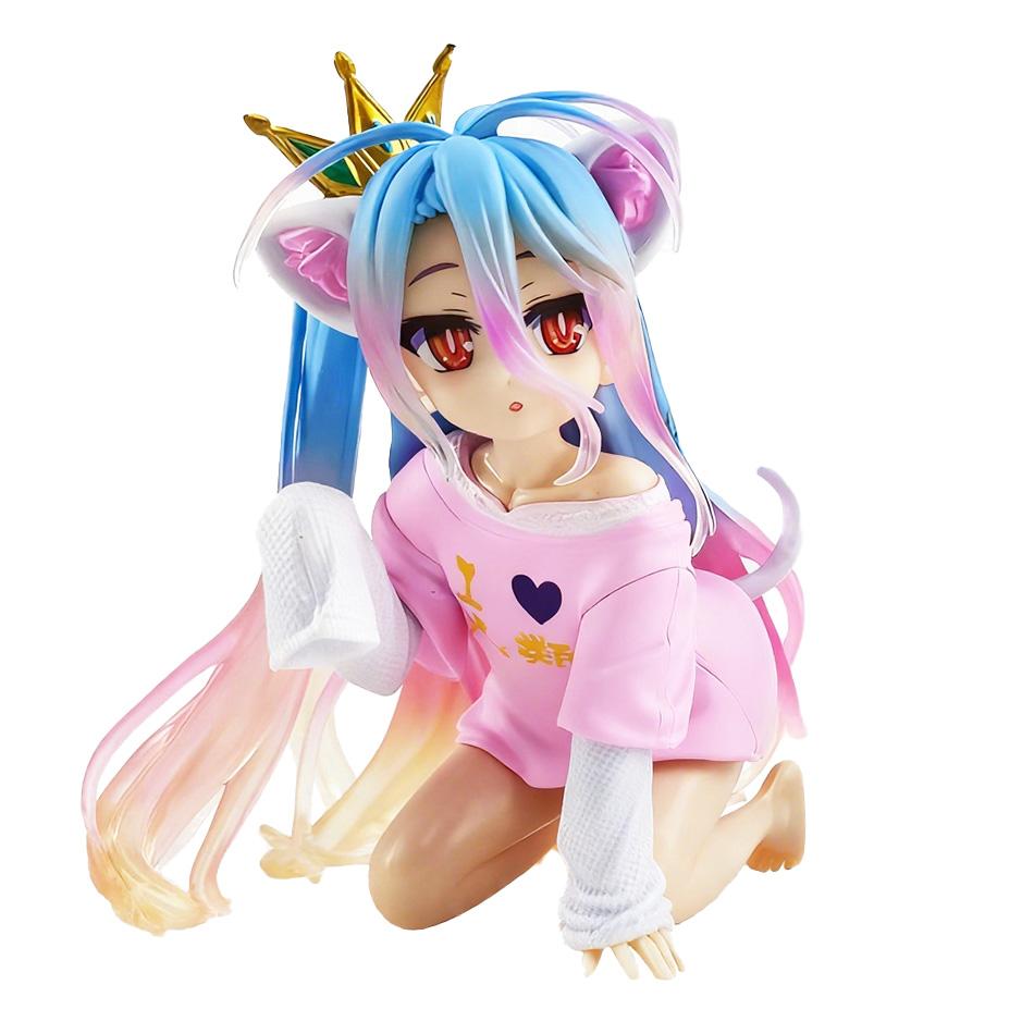 

New No Game No Life Anime Figure Desktop Cute Cat Ear Shiro Action Figure Room Decorations PVC Adult Collection Model Doll Toys