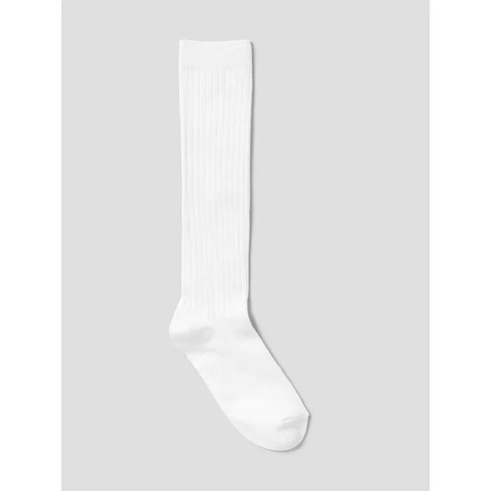 [8 Seconds] Wide Ribbed Ribbon Knee Socks White (3562KTAMB1)