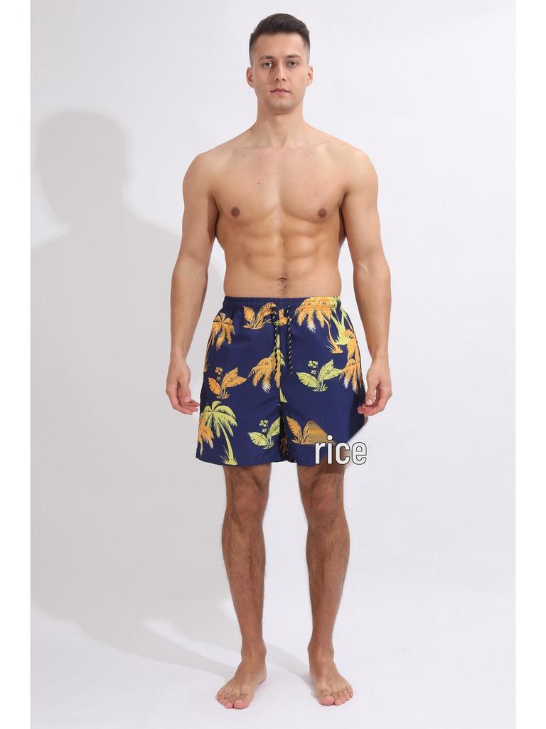 Crazy Muscle Summer Men's Printed Double Layer Plus Size Beach Shorts
