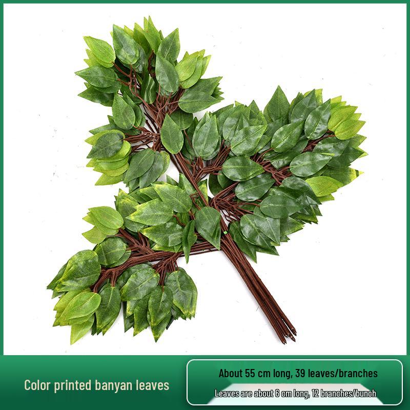 Artificial Red Maple, Ginkgo, Birch, Banyan, Elm Leaves for Landscaping