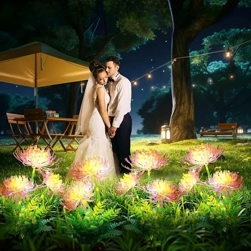 Solar Garden Lights Solar Flowers Lights with Glowing Flowers & Stems Solar Lights Outdoor for Garden Decoration Yard Decor