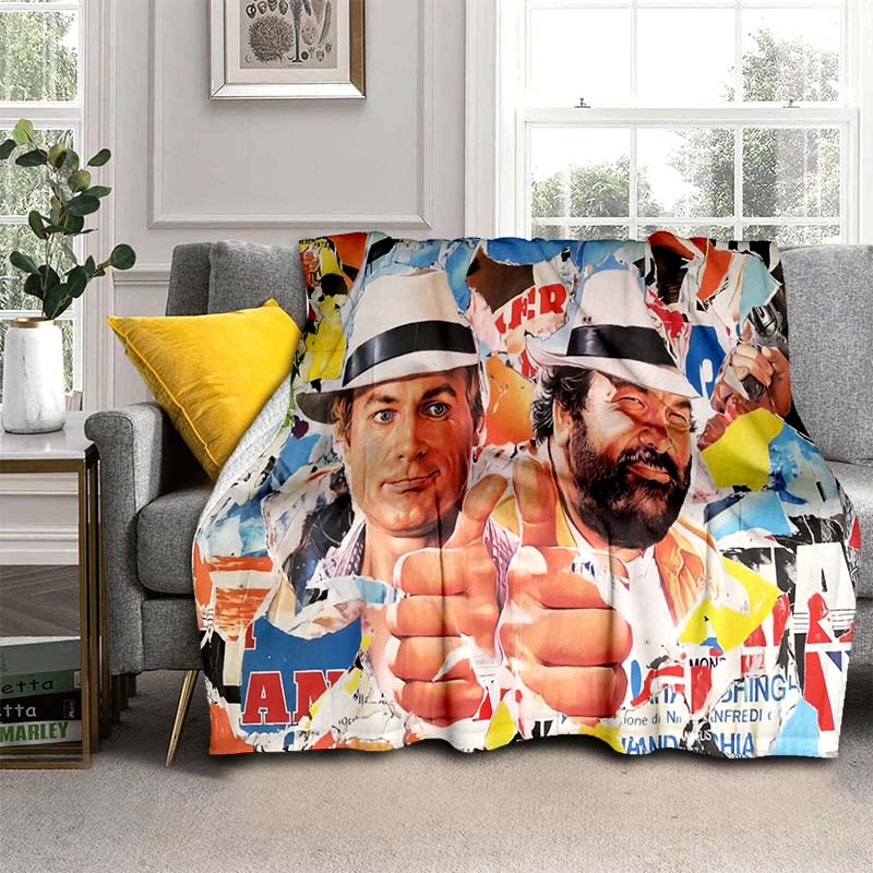 Bud Spencer Terence Hill Wirft Wirft Decke für Kindersofa Reise Wandern Picknick Beding Super Weiche Flanelldecke Geburtstagsgeschenk
