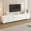 TV Cabinet with Four Doors and Two Drawers, Cabinet made of Chipboard + MDF, Steel Tube Feet, Modern Living Room Storage Cabinet with Arched Doors