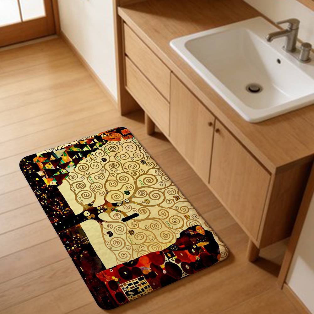 Gustav Klimt The Kiss Soft Hallway Carpet Non-Slip Laundry Room Mat Laundry Decor Balcony Child Living Room Toilet Rug