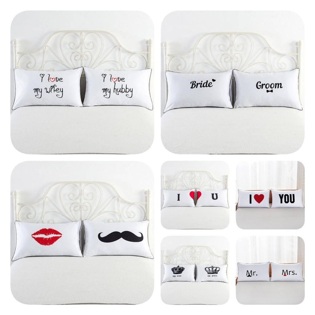 Couple 1 Pair Lovers Home Decor Pillow Case Sofa Waist Throw Cushion Cover