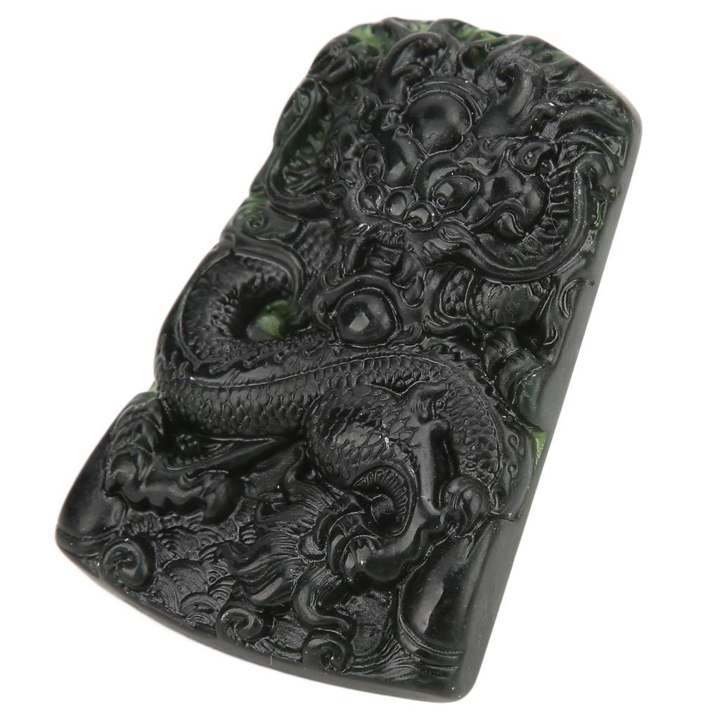 Jade Pendant HandMade Dark Jade Fashion Exquisite Dragon Necklace for Gift Collection Display