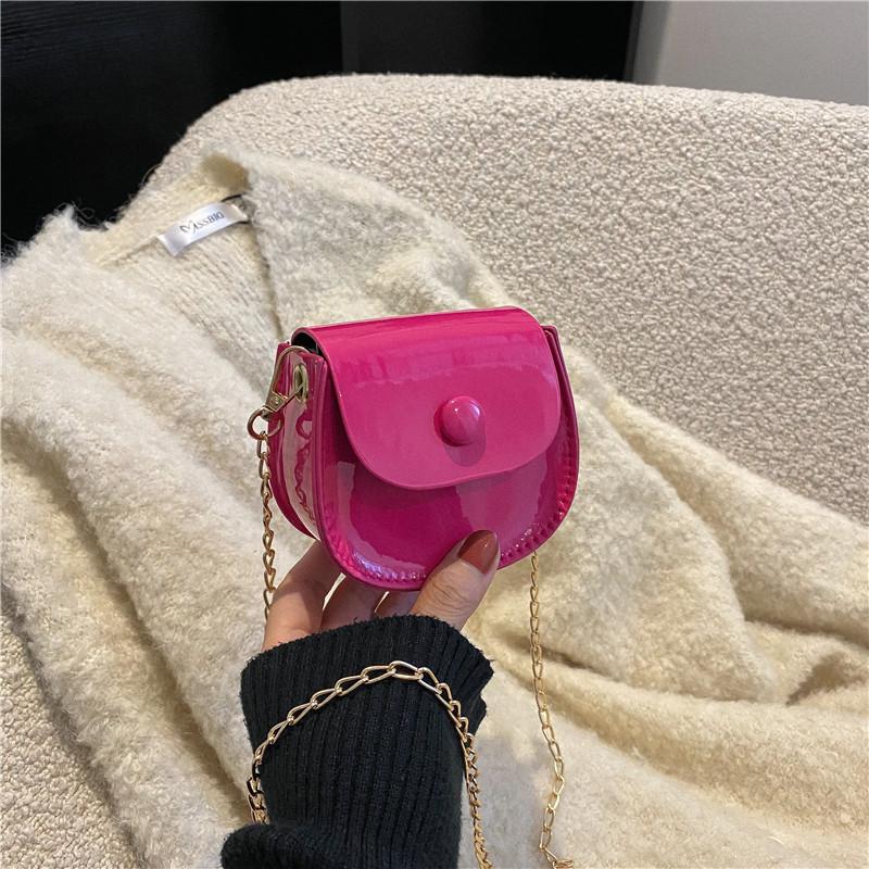 Lacquer Contrasting Color Small Bag Women's 2025 Autumn New Trend Fashion One Shoulder Crossbody Small Square Bag Simple Bag