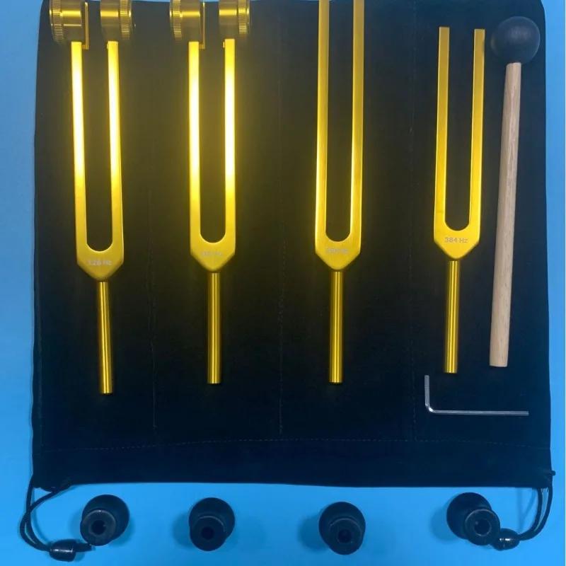Aluminum Alloy Tuning Fork 128Hz 136.1Hz 256Hz 384HZ Golden Tuning Forks Set Healing with Base Meditation Yoga Diapasons Therapy