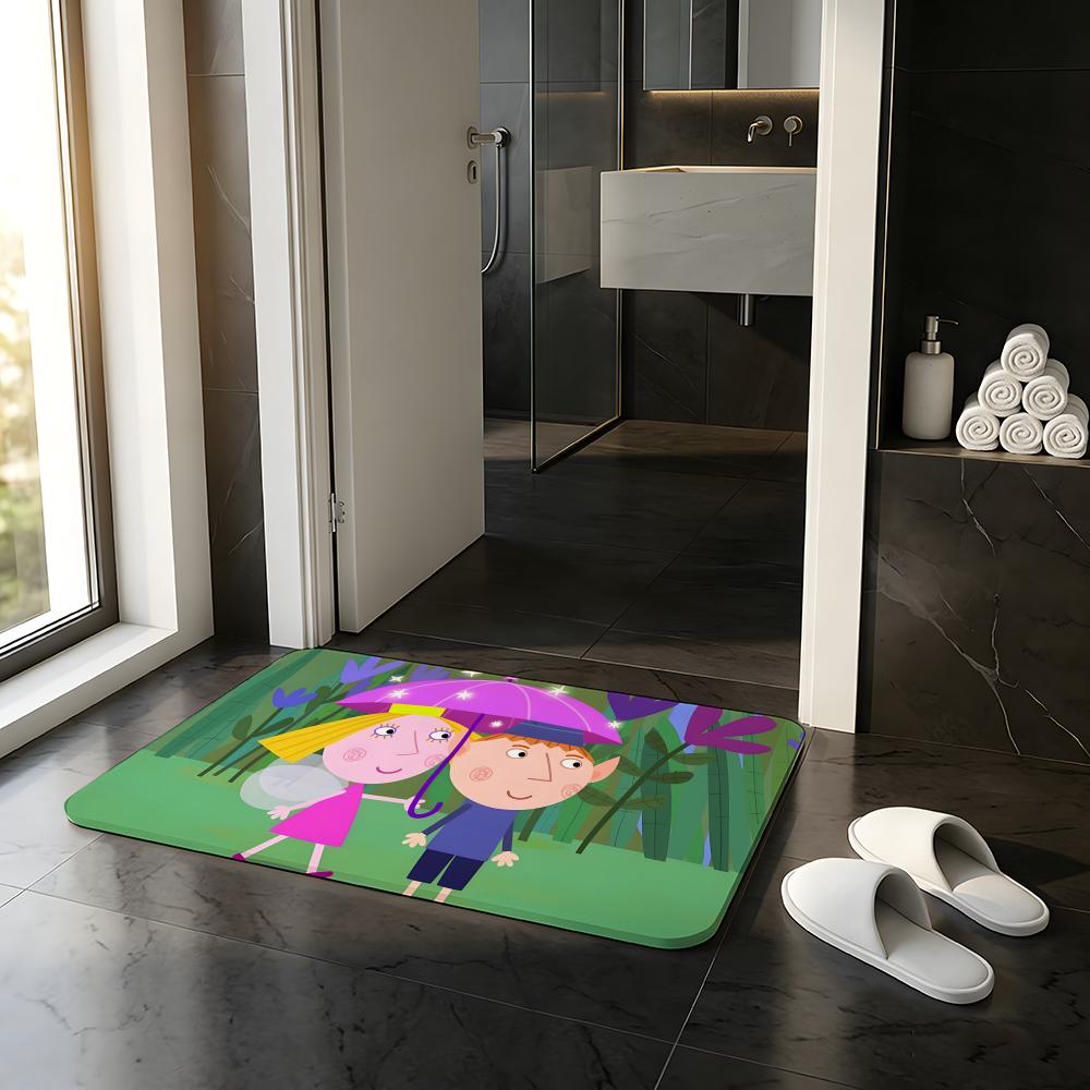 ANIME B-Ben Holly's Kleines Königreich Fußmatte Saugfähige Fußmatte Rutschfeste Eingangsteppich für Badezimmer Toiletten und WCs