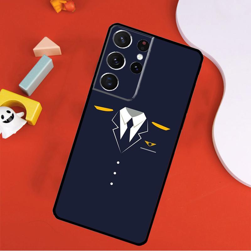 Airplane Pilot Epaulette Phone Case For Samsung Galaxy S25 Ultra S9 S10 S20 FE S21 S22 S23 S24 Plus S24 Ultra Cover