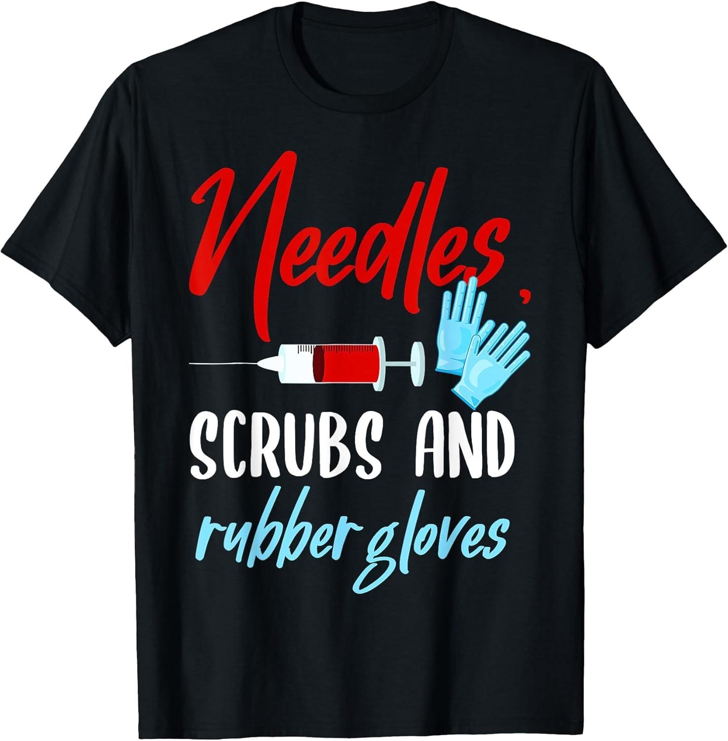 NEW LIMITED! Phlebotomist Needles Scrubs Gloves Phlebotomy Tee - MADE IN USA XXXXL