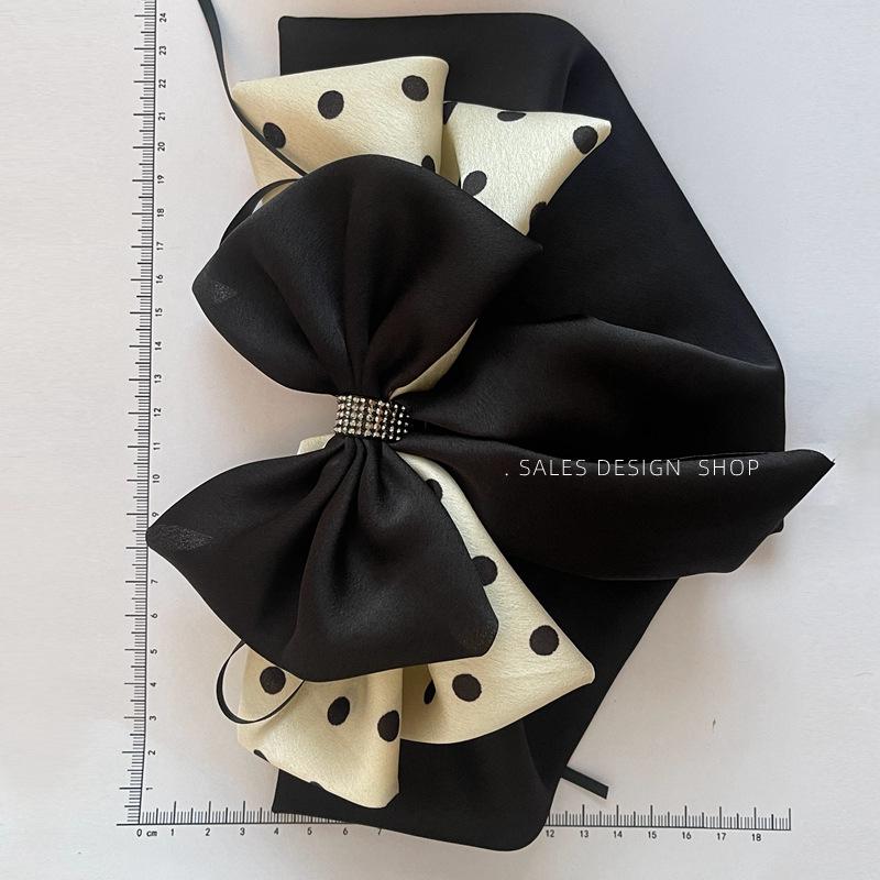 Korean High-End Satin Polka Dot Hair Bow Claw Clip - Fashionable Niche Accessory for Women