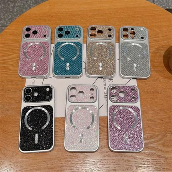 

Glitter Magnetic Phone Case for iPhone 17 Pro Max/16/15 Pro - Full Coverage Protective Design 13 Pro серебряный