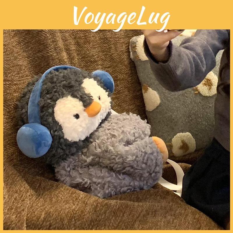Penguin Little Adorable Plush Crossbody Bag With Open Front Children Pocket