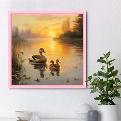 Pittura Diamante Fai da Te Anatra Bambina che Nuota Kit Punto Croce Mosaico Pittura Diamante Cerchio Pieno/Quadrato Decorazione Casa