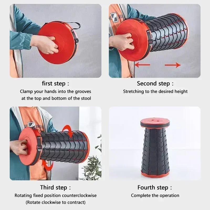 2025 Portable Folding Telescopic Stool Lightweight Plastic Subway Queuing Chair And Outdoor Camping Fishing With Carry Bag