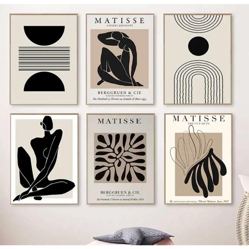 Abstract Matisse Body Line Posters Leaf Boho Black Beige Canvas Paintings Wall Art Print Picture Living Room Interior Home Decor
