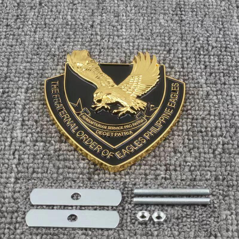 Car 3D Metal Fraternal Order of Philippine Eagles Logo Styling Decals Sticker Emblem Badge Animal Hawk Decoration Body Stickers