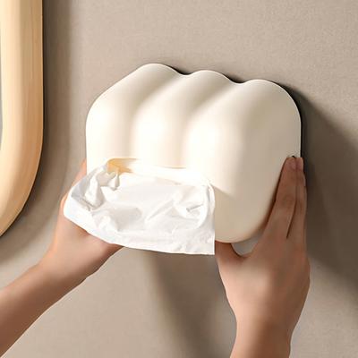 1PC Milky White Cloud Creative Lifting Tissue Box, Home Bathroom Wall Mounted Storage Box, Home Ornament