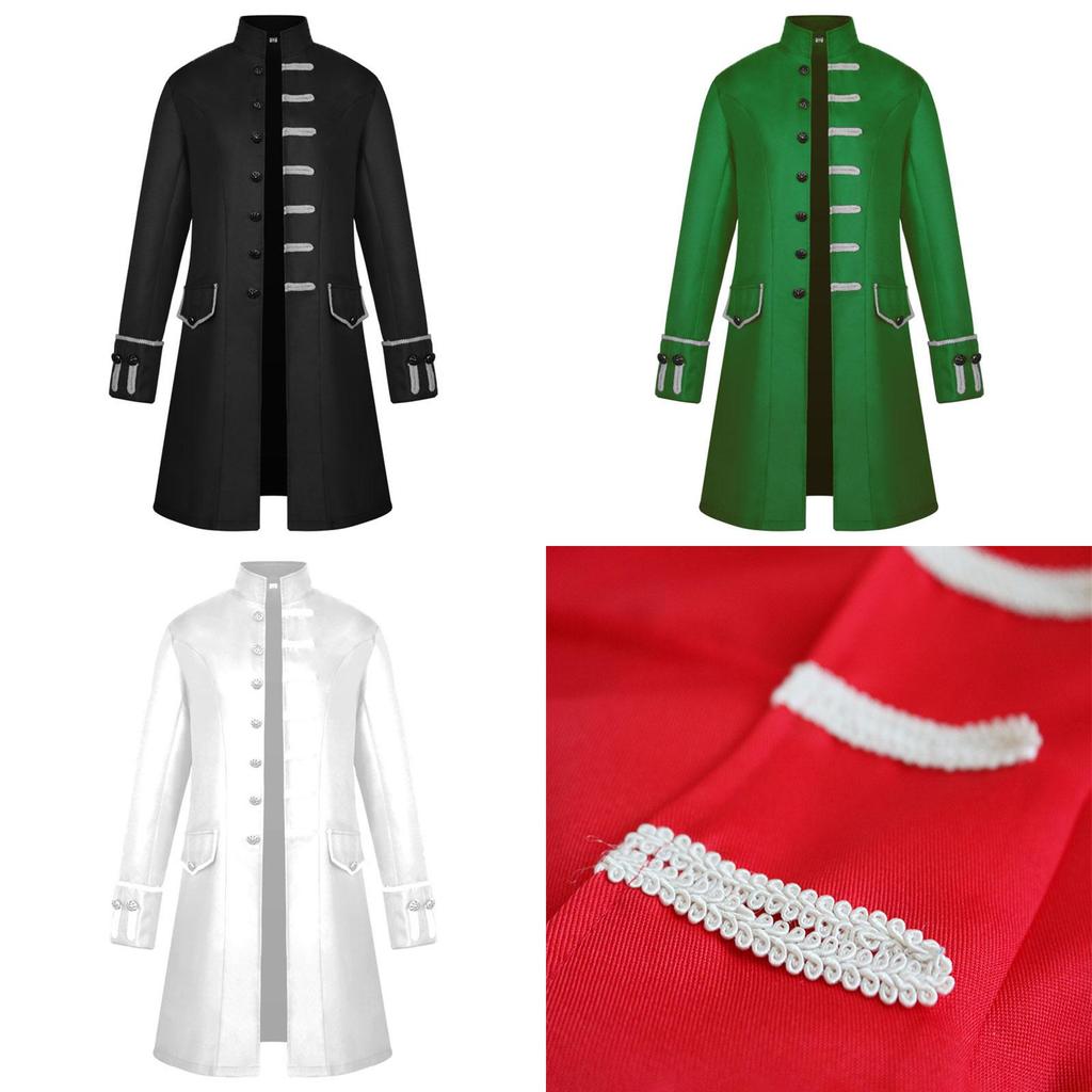 Renaissance Medieval Men Steampunk Jacket Gothic Retro Uniform Coat Windbreaker