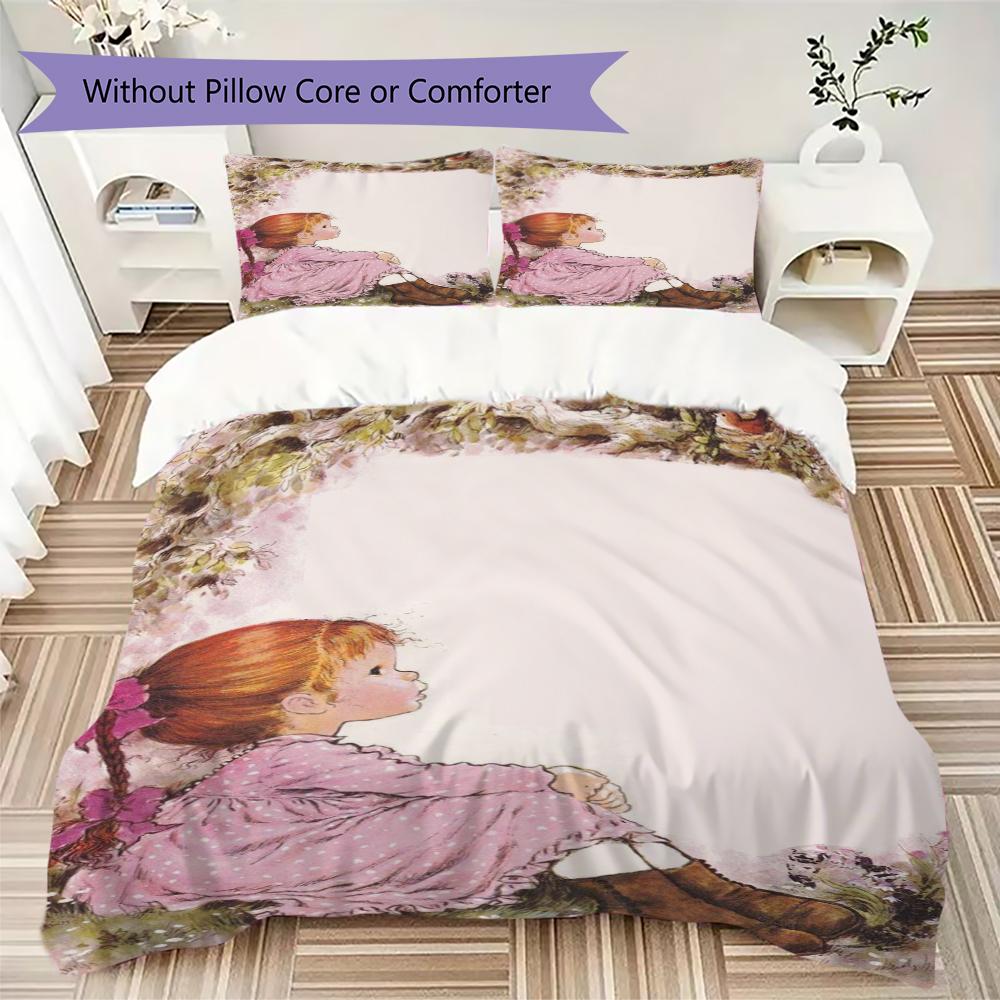 Sarah Kay Pattern Bedding Uilt Set Uilt Cover Pillowcase Home Decoration Birthday Gift (1 * Duvet Cover + 2 * Pillowcase Without Core)143