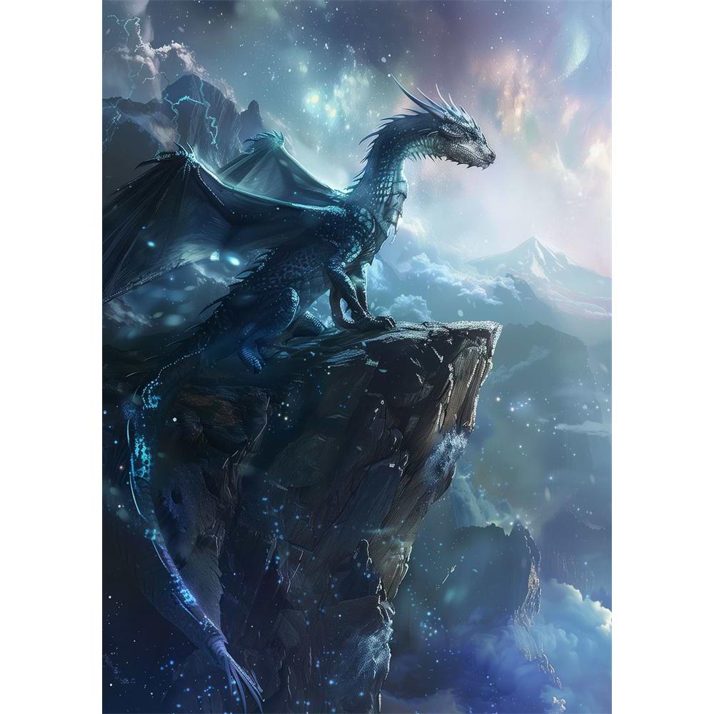 Das Erwachen des mythischen Drachen Diamantmalerei 5D DIY Kunstmuster Druck-Kit Puzzle Leinwand Mosaik-Stickerei Heimdekoration