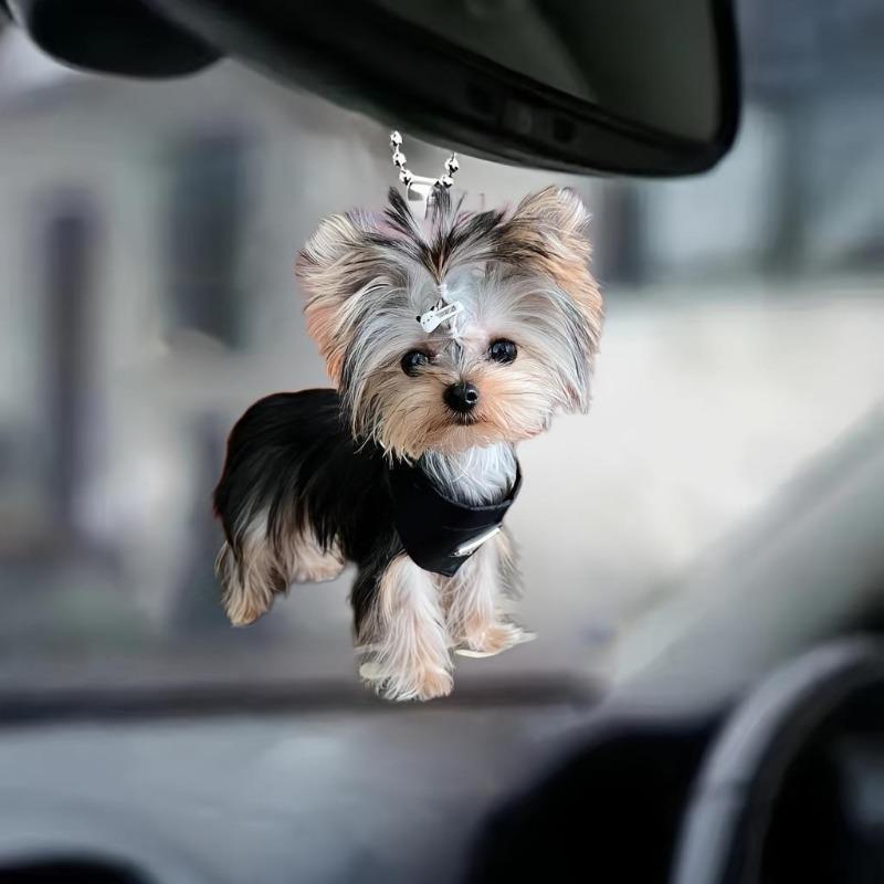 Car Rearview Mirror 2d Cat Hanging Pendant  Animal Shape Ornaments Backpack Accessories Cretive Adorns Decorative Decor for Car