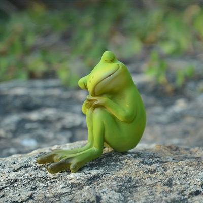 1PC Cute Resin Frog Garden Ornament Simulated Animal Decor for Flower Bonsai Window Sill Micro Landscape Display