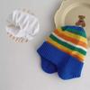Soft Striped Rainbow Hat Korean Beanie Cap Colorful Baby Knitted Hat  Kids