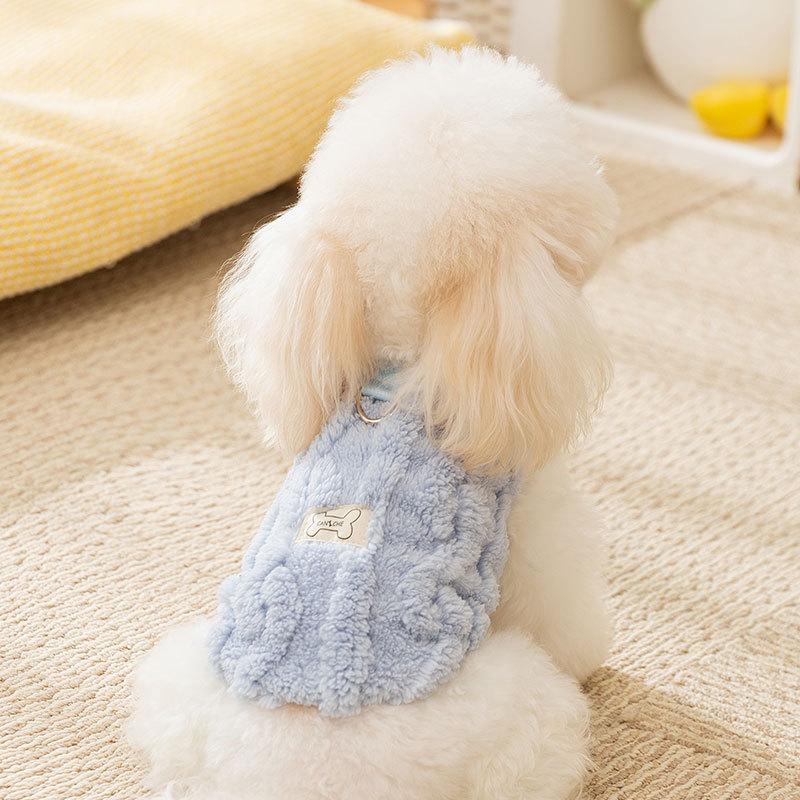 New autumn and winter thin velvet dog clothes simple twist can pull vest teddy than bear warm pet velvet