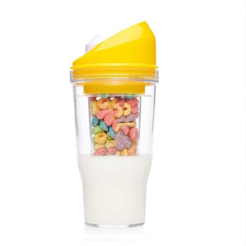 

Креативна чашка для вівсянки з молочним чаєм 2-в-1, Портативна дорожня чашка, Зручна пляшка для води, Ідеальний вибір для щоденного використання жовтий